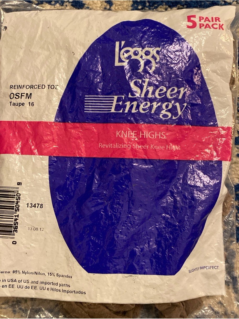 NWT Leggs L'eggs Sheer Energy Revitalizing Sheer Knee Highs 5 Pair Pack OSFM